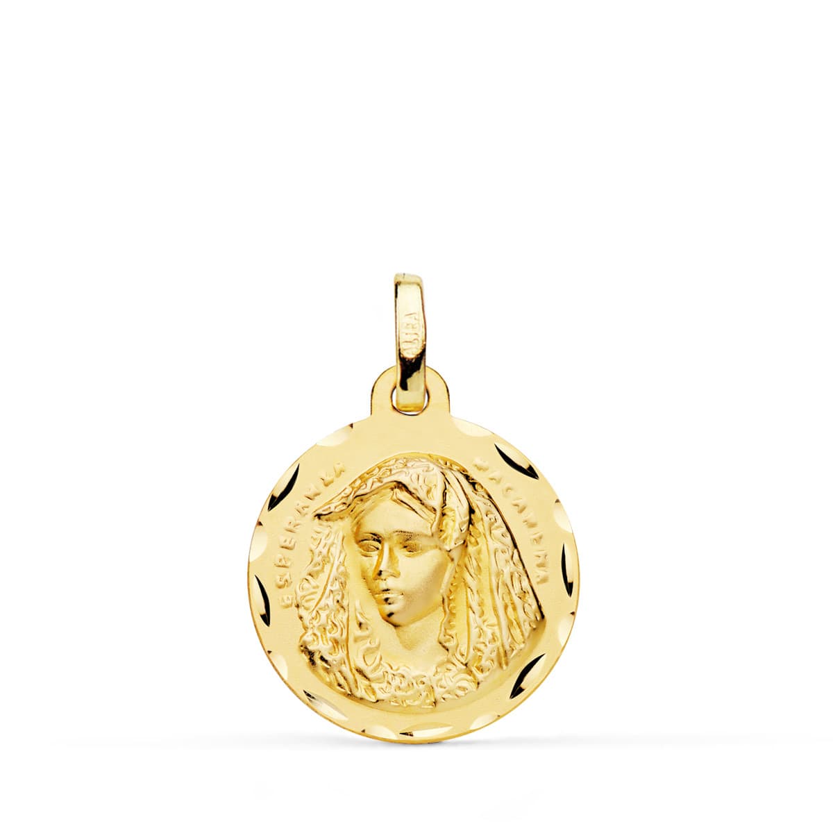 18K Medal Virgin Macarena 18 mm Carved