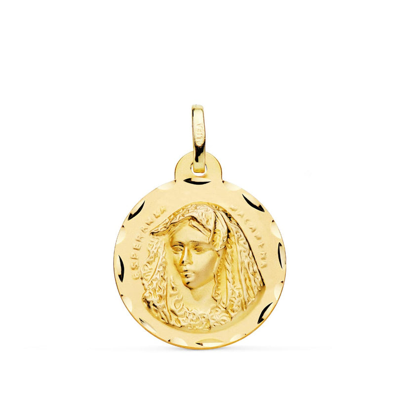 18K Medalla Virgen Macarena Tallada 20 mm