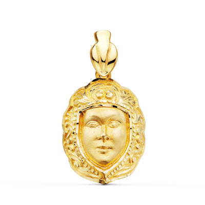 18K Colgante Oro Amarillo Rostro Virgen Del Rocio  26 x 18 mm