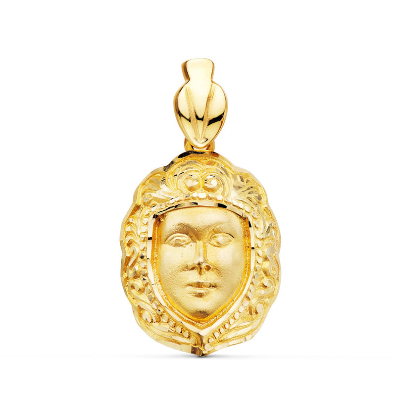 Pendentif Visage Virgen Del Rocio en Or Jaune 18 Carats 26 x 18 mm