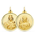 18K Scapular Bezel Virgin Carmen and Heart of Jesus 28 mm