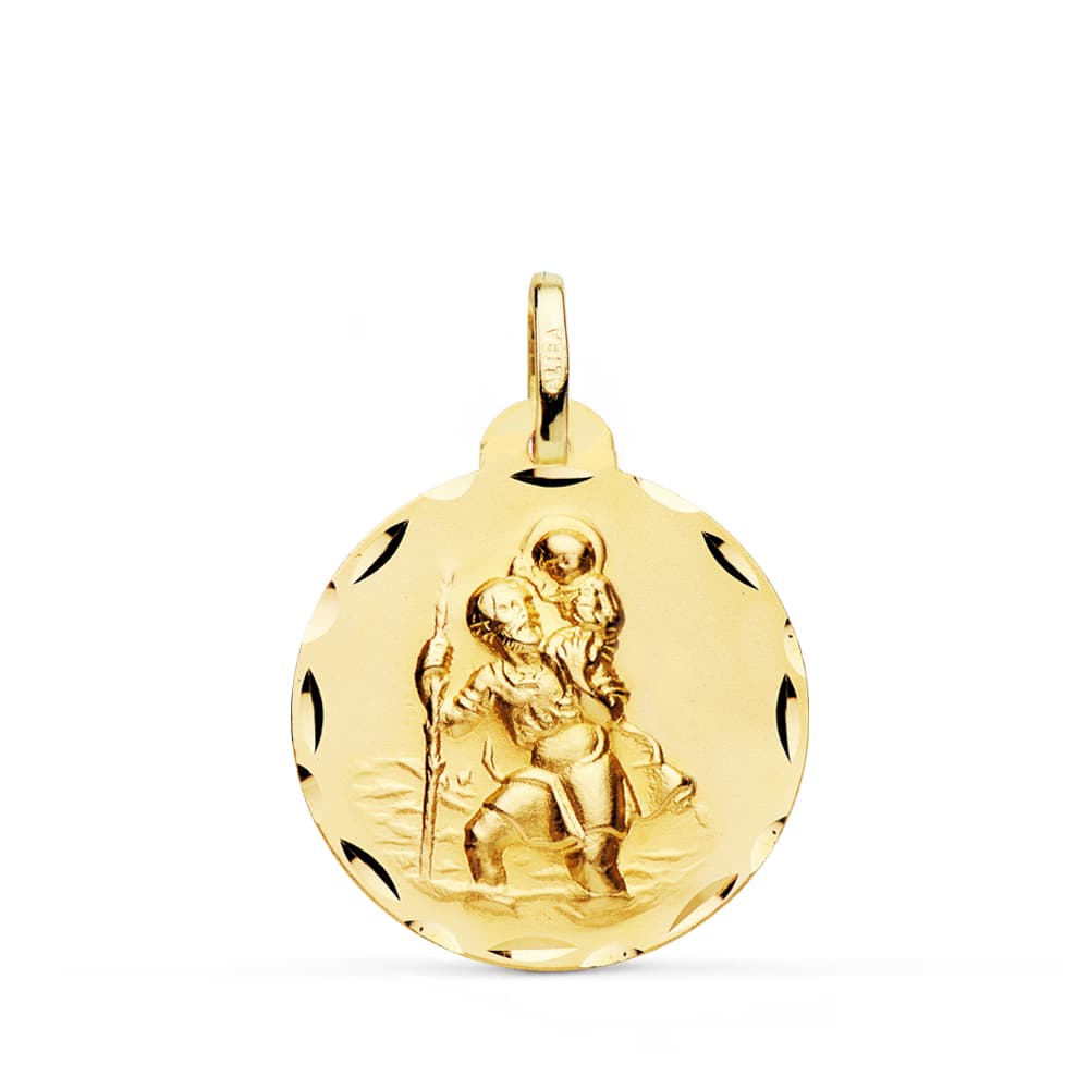 Medaglia San Cristoforo Incisa 18K 22 Mm