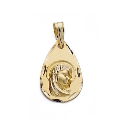 18K Virgin Girl Medal Drop 19x12 mm