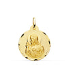 18K Medalla Cristo Sagrado Corazon De Jesus Tallada 22 mm