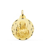 18K Medalla Cristo Sagrado Corazon De Jesus Tallada 24 mm