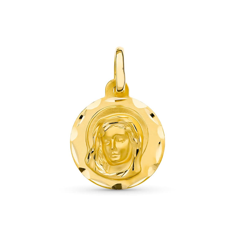 18K Yellow Gold Medal Virgin Girl 14 mm