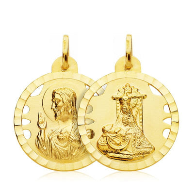 18K Scapular Virgin of Sorrows Heart of Jesus 22 mm
