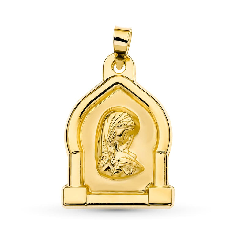 18K Yellow Gold Medal Virgin Girl 23x17 mm