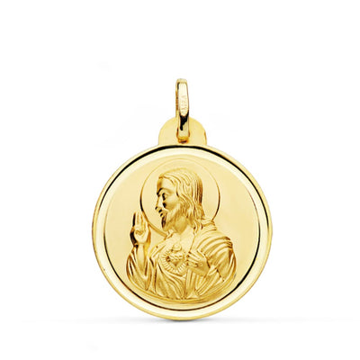 18K Medal Christ Sacred Heart of Jesus Bezel 24 mm
