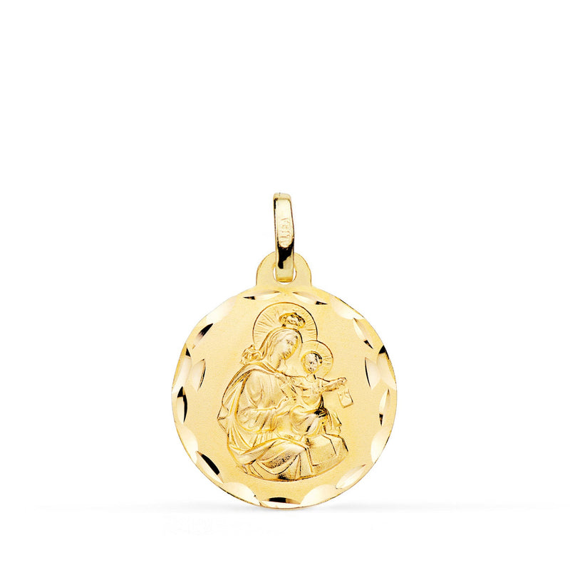 Médaille Vierge de Carmen en Or Jaune 18 Carats Sculptée 18 mm