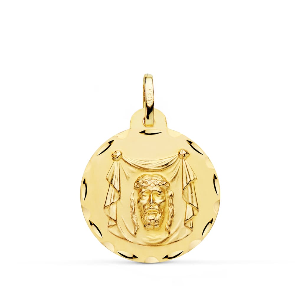 Medaglia Santa Faz intagliata 18K 22 mm
