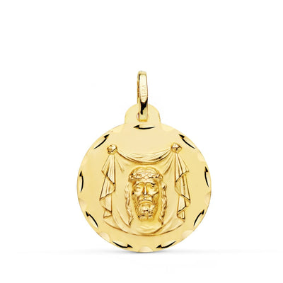 18K Carved Holy Face Medal 22 mm