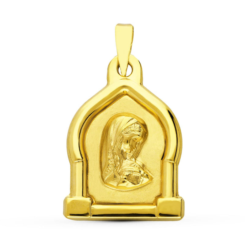 18K Yellow Gold Medal Virgin Girl 24x17 mm