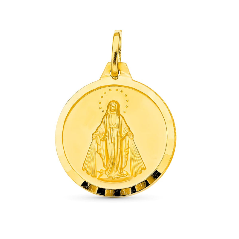 18K Medalla Oro Amarillo Virgen Milagrosa 20 mm