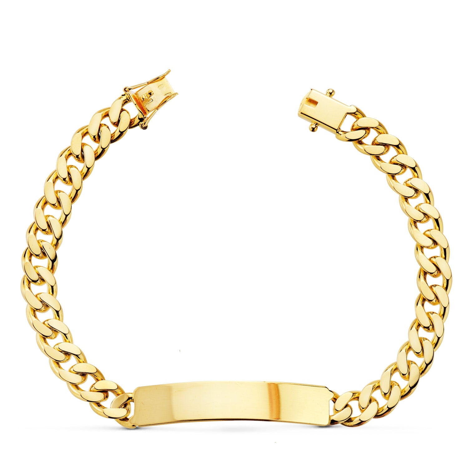 18K Solid Yellow Gold Barbada Slave Bracelet Width: 7mm. Length: 21 cm. Plate: 40x8mm