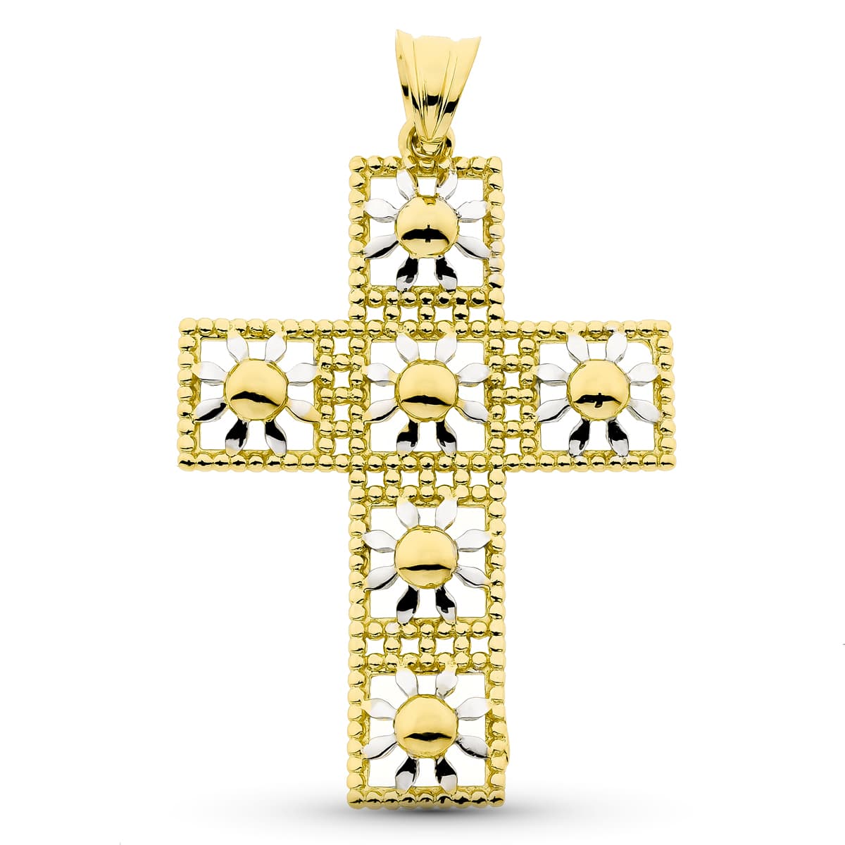 18K Cross Bicolor Gold 45x31 mm