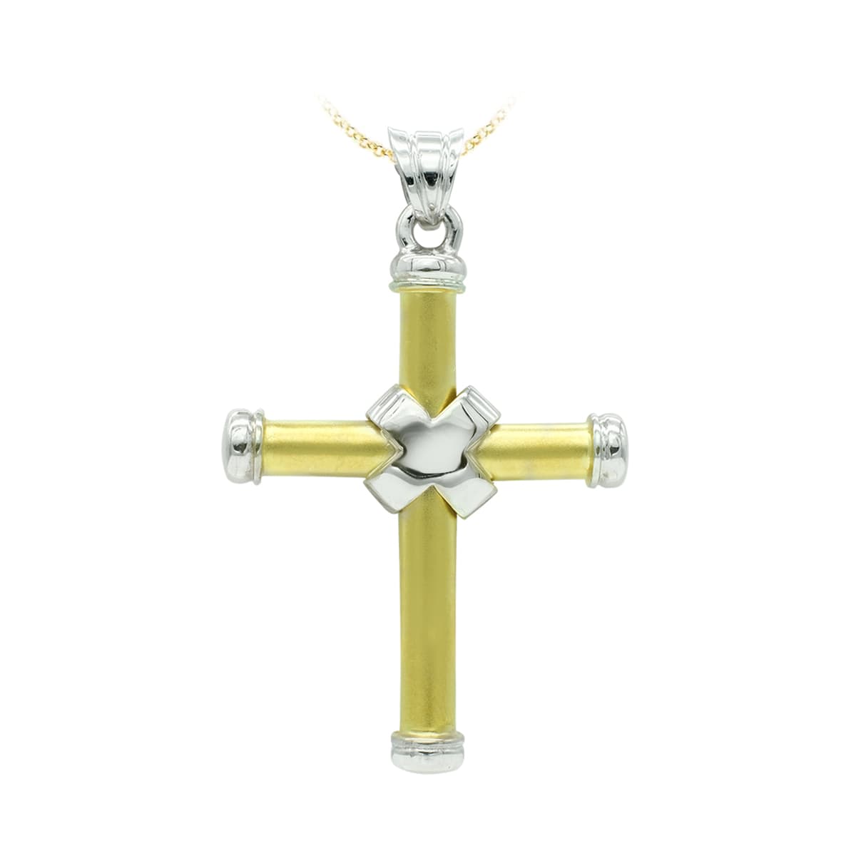 18K Hollow Bicolor Gold Cross Bicolor 41x29 mm