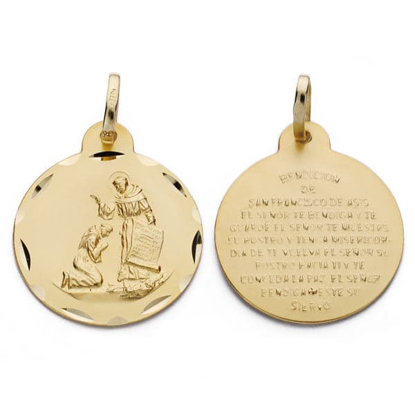 Médaille de bénédiction de Saint François 18K 20 mm