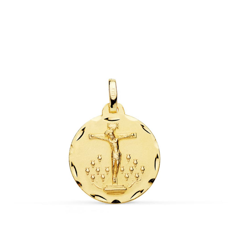 18K Medalla Cristo De La Laguna Tallada 18 mm
