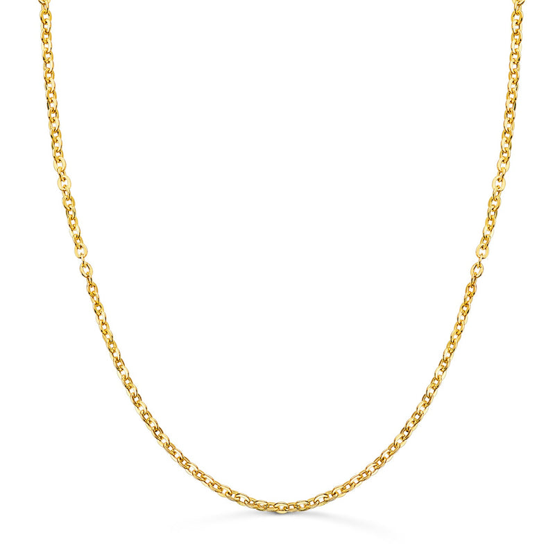 18K Cadena Oro Amarillo Hueca Forzada Ancho: 2mm Largo: 40 cm
