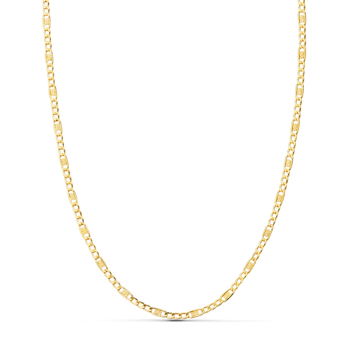18K Yellow Gold Combined Hollow Chain 3x1. Length 50 cm Width 2 mm