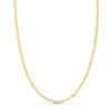 Chaîne en or jaune 18 carats combinée creuse 3x1. Longueur 45 cm Largeur 2 mm