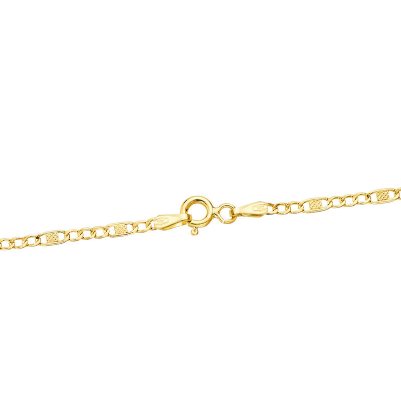 Chaîne en or jaune 18 carats combinée creuse 3x1. Longueur 45 cm Largeur 2 mm