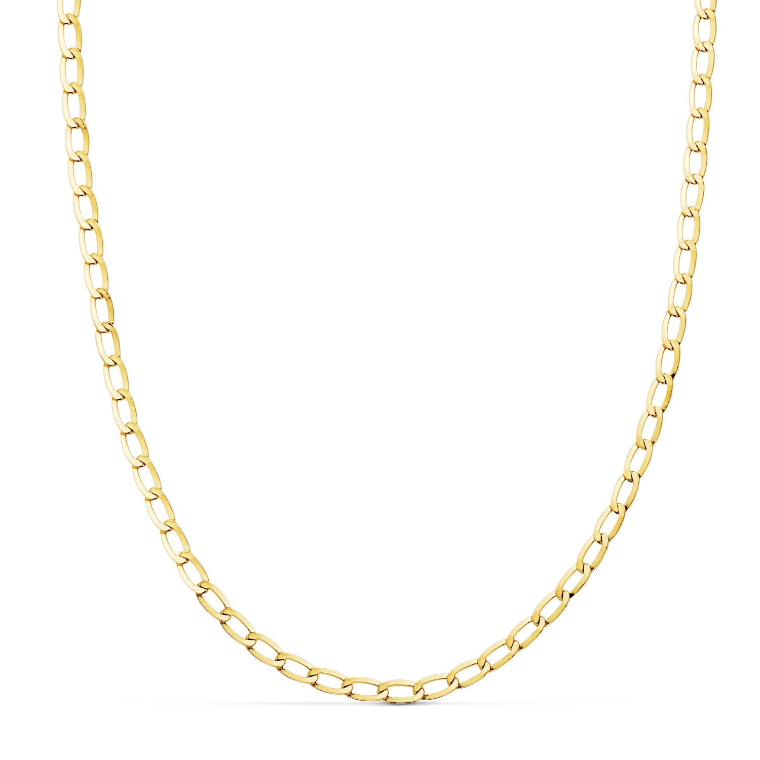 18K Yellow Gold Hollow Bilbao Flat Chain Length: 60 cm. Width: 3.5 mm