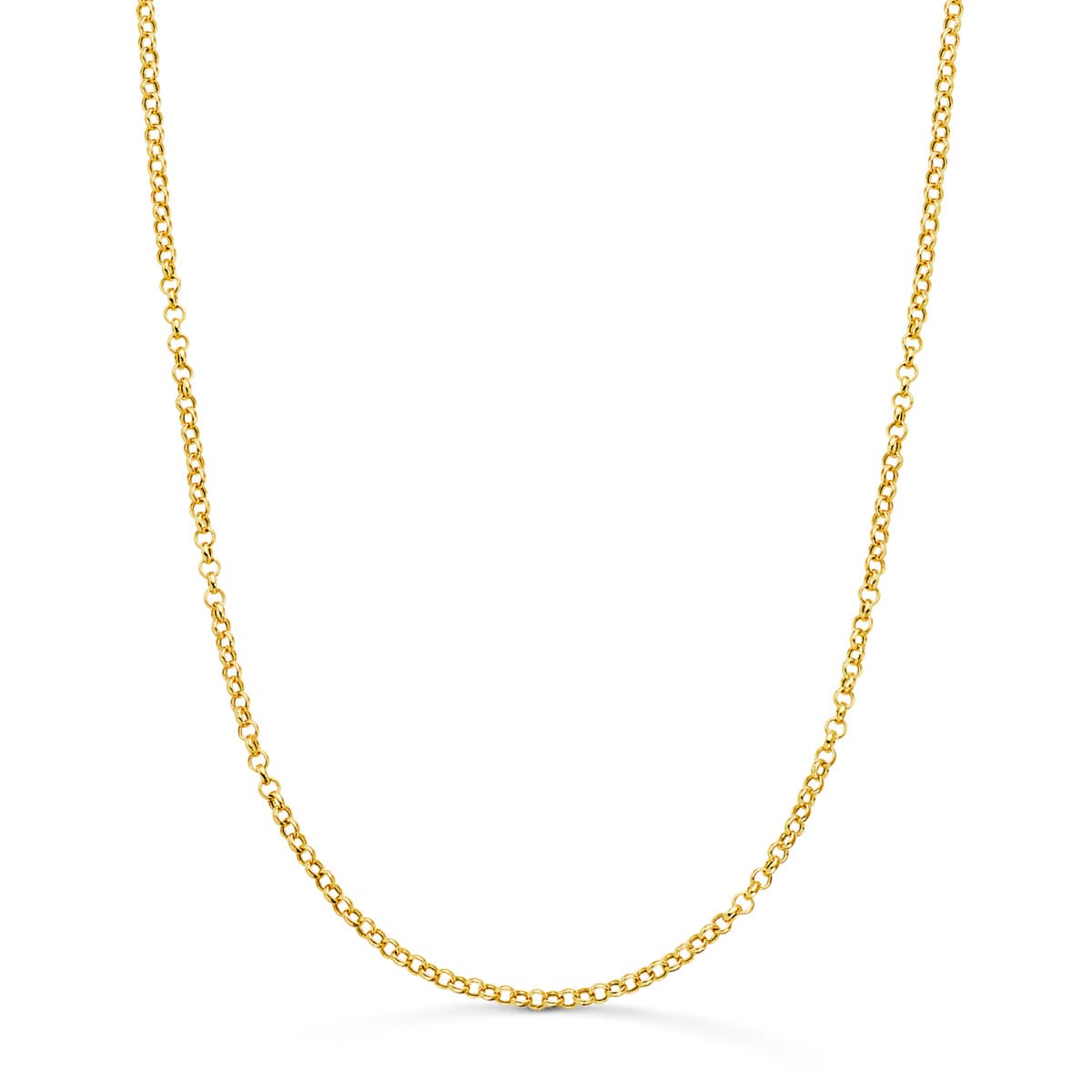 18K Yellow Gold Hollow Rolo Chain Width: 2mm Length: 45 cm Reasa Clasp