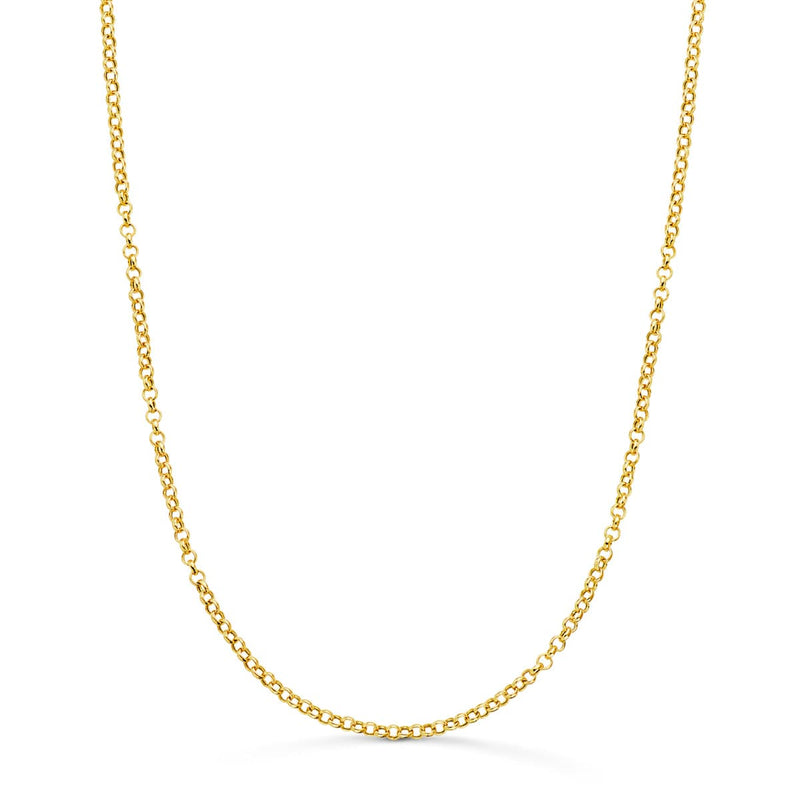 18K Yellow Gold Hollow Rolo Chain Width: 2mm Length: 45 cm Reasa Clasp