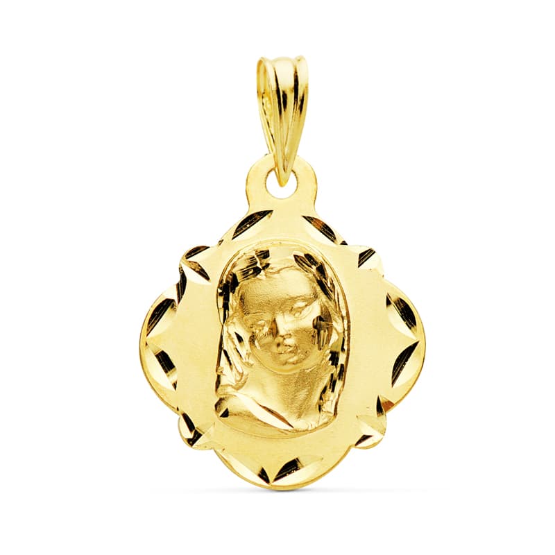 Médaille Vierge Enfant 18K 19X16 mm