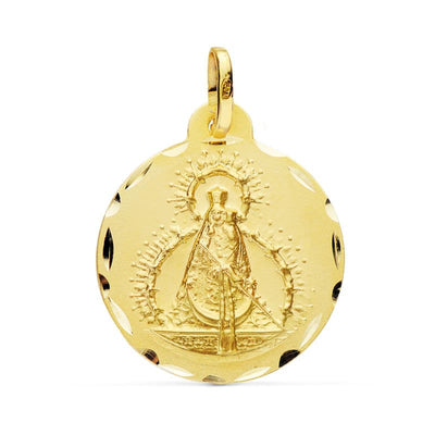 18K Yellow Gold Medal Virgin of the Carved Head 22 mm