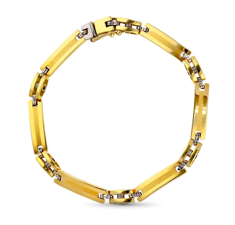 18K Yellow Gold Men's Two-Tone Bracelet