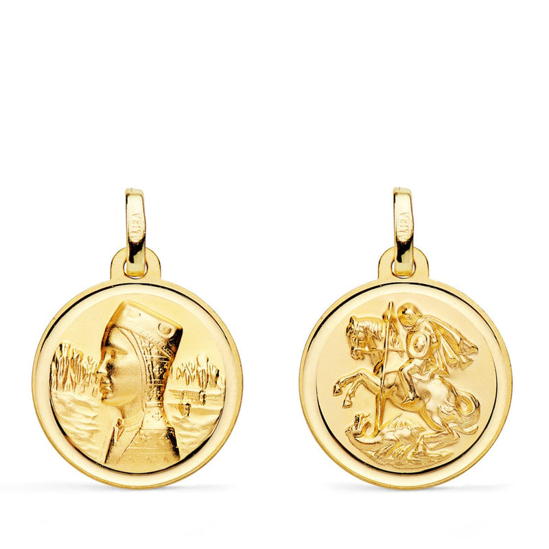 18K Scapular Virgin Montserrat and Saint George Bezel 18 mm