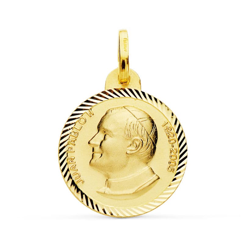 18K Medalla San Juan Pablo Ii 20 mm Talla Helice