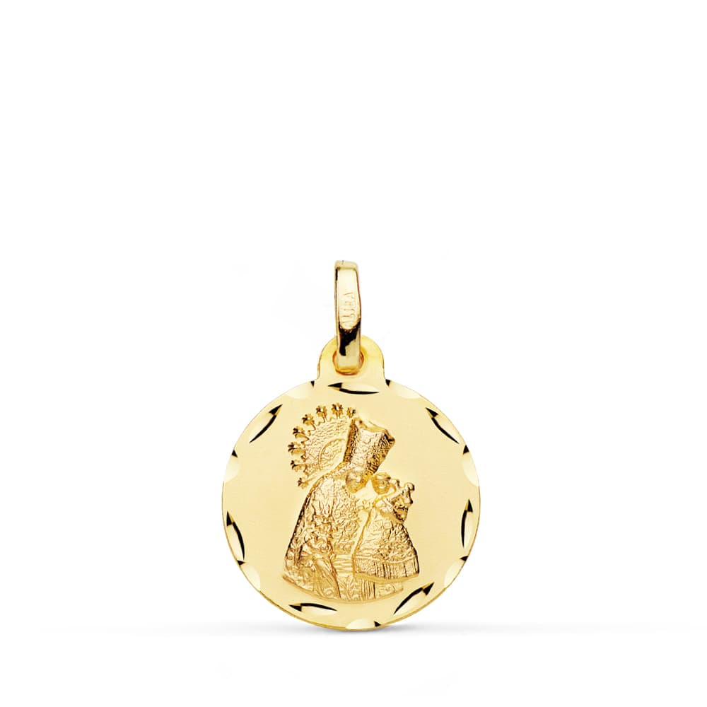 18K Medalla Oro Amarillo Virgen De Los Desamparados Bisel 18 mm
