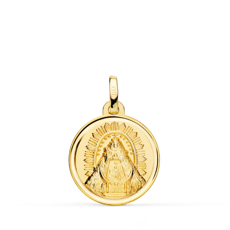 18K Medalla Oro Amarillo Virgen De Las Nieves Bisel 18 mm