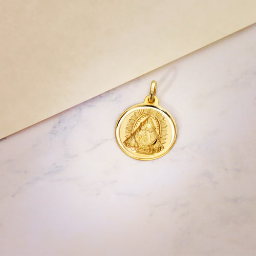 18K Medalla Oro Amarillo Virgen De Las Nieves Bisel 18 mm