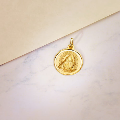 18K Medalla Oro Amarillo Virgen De Las Nieves Bisel 18 mm