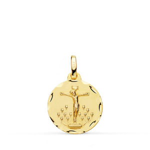 18K Medalla Cristo De La Laguna Tallada 16 mm