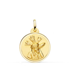 18K Medalla Cristo Del Gran Poder Bisel 20 mm