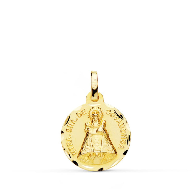 18K Medal of the Virgin of Covadonga Carved 16 mm