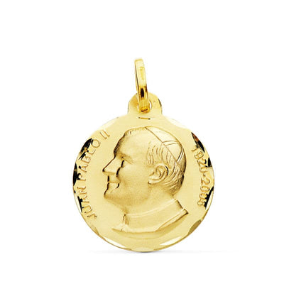 18K St. John Paul II Medal 18mm Carved