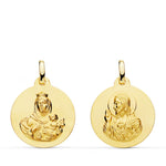 18K Scapulaire Lisse Virgen Del Carmen Coeur de Jésus 18 Mm