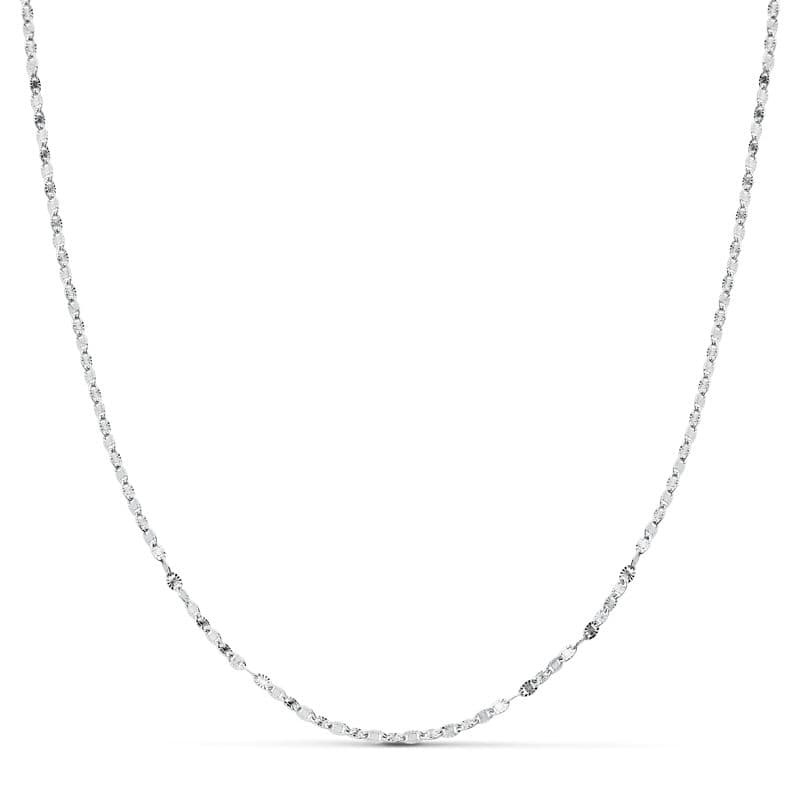 18K Cadena Maciza Oro Blanco Diamantada 45 cm 1.5 mm