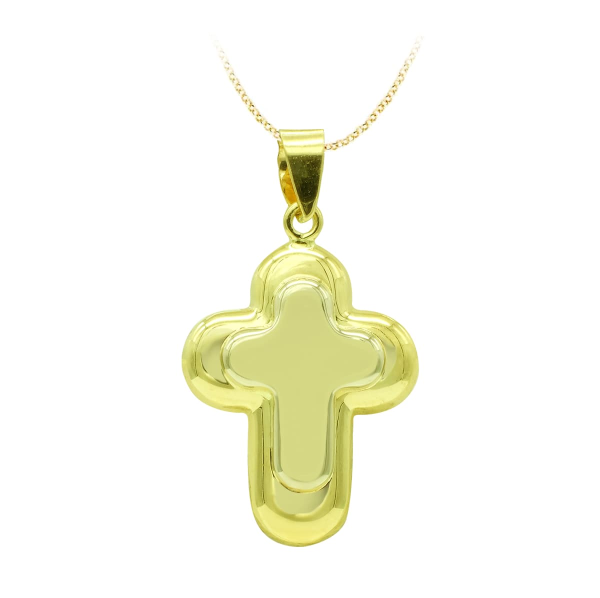 Cruz Bicolor sin Cristo Oro 18k – 22x15 mm