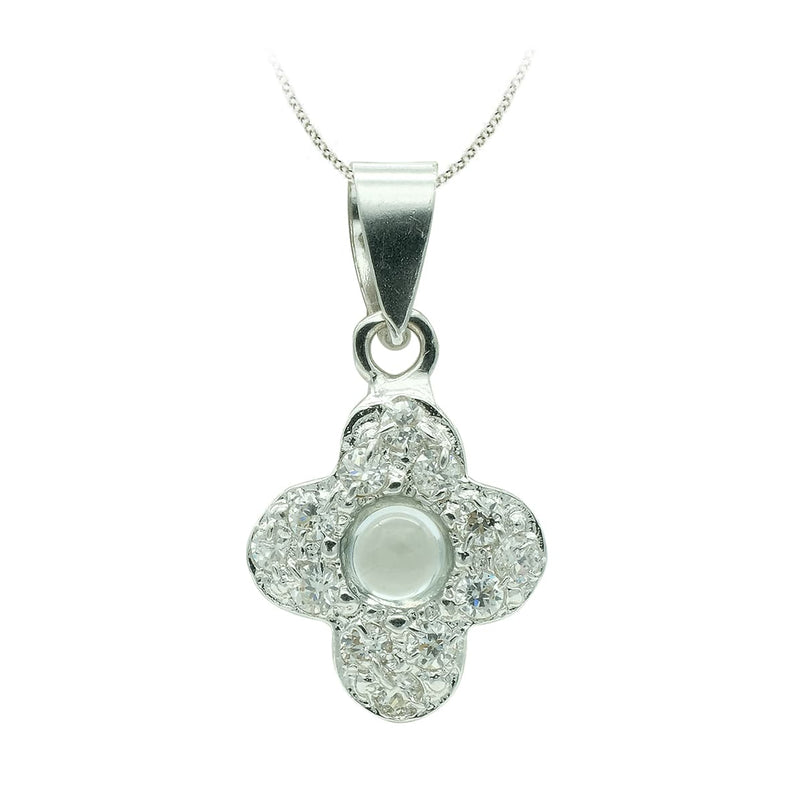 Croix en or blanc 18 carats avec zircone 14x10 mm