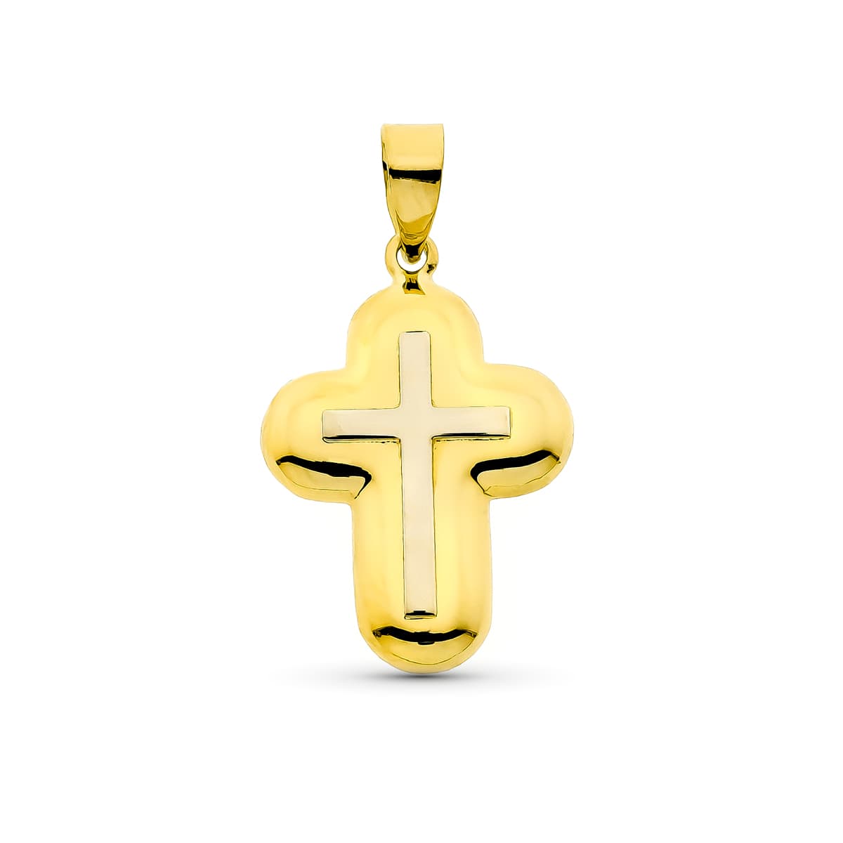 18K Cross Bicolor Gold 22x15 mm