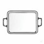 Bandeja rectangular modelo Imperio de plata de ley 925 con borde perlado y asas