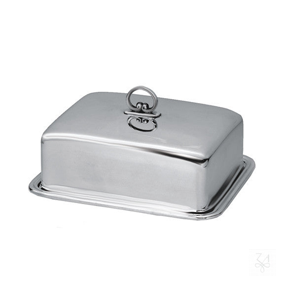 Mantequillera rectangular con tapa de plata de ley 925